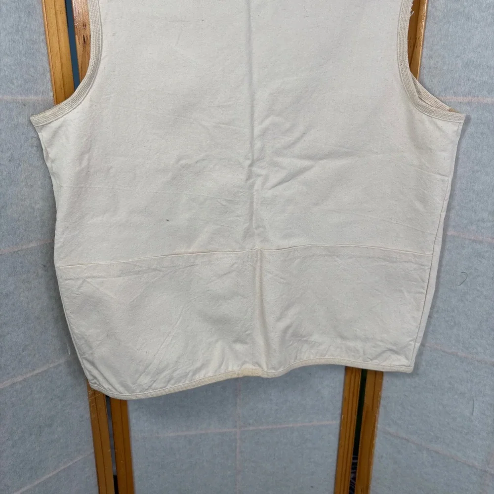 J Peterman Company Mens‎ Cotton Canvas Safari Utility Vest Cream Natural Medium
